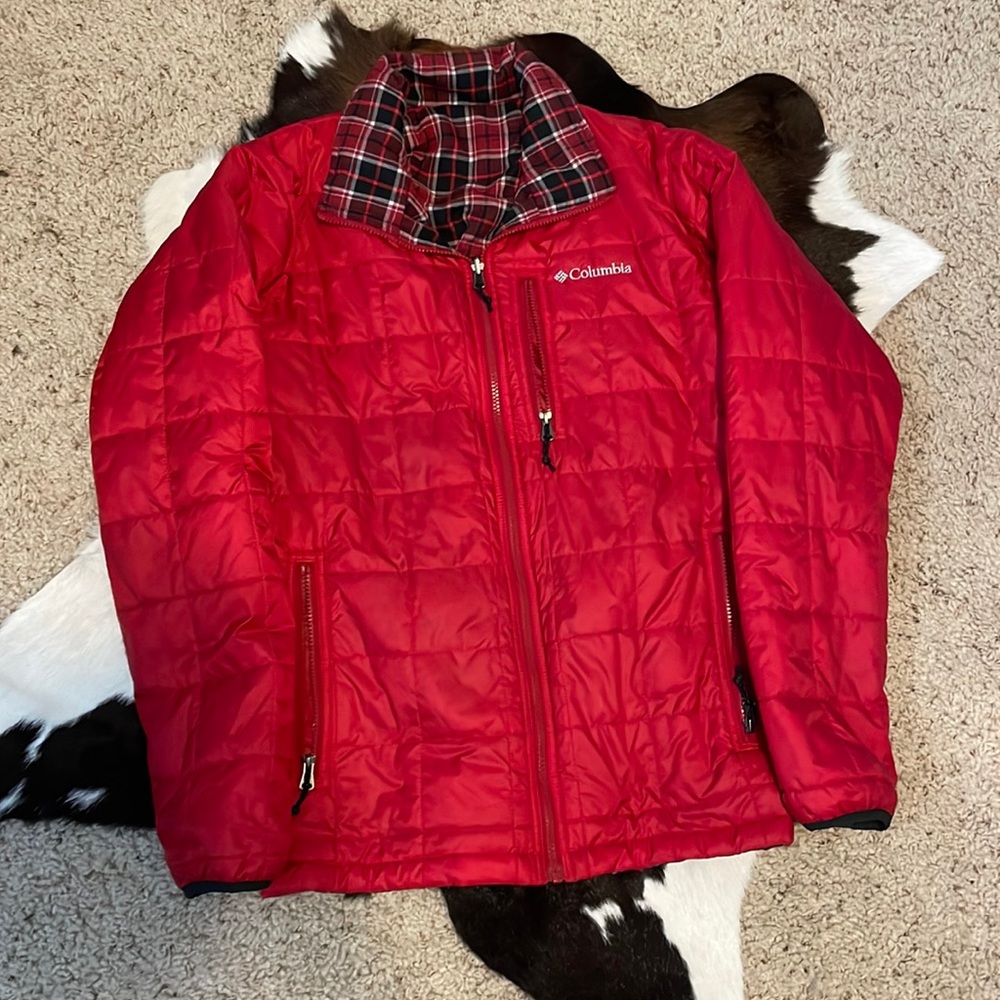 Reversible Columbia Flannel and Red Puffer - Picture 1 of 4